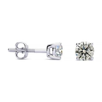 Nearly 3/4 Carat Diamond Stud Earrings In 14 Karat White Gold Long Post Earrings