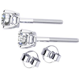 Nearly 3/4 Carat Diamond Stud Earrings In 14 Karat White Gold Long Post Earrings