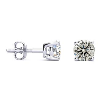 0.85 Carat Diamond Stud Earrings In 14 Karat White Gold Long Post Earrings