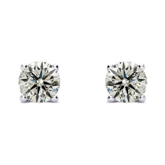 0.85 Carat Diamond Stud Earrings In 14 Karat White Gold Long Post Earrings