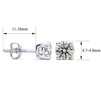 0.85 Carat Diamond Stud Earrings In 14 Karat White Gold Long Post Earrings