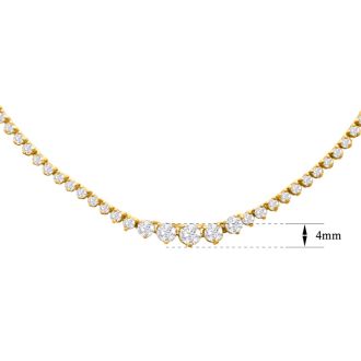 Graduated 5 Carat Diamond Tennis Necklace In 14 Karat Yellow Gold