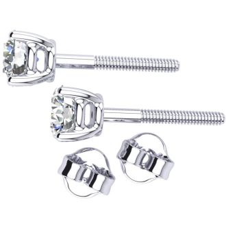 1 1/4 Carat Diamond Stud Earrings In 14 Karat White Gold Long Post Earrings