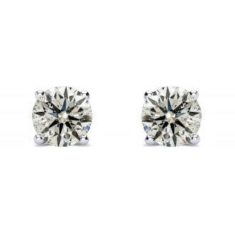 1/2 Carat Diamond Stud Earrings In 14 Karat White Gold Long Post Earrings