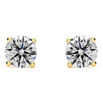 1 1/4 Carat Colorless Diamond Earrings In 14 Karat Yellow Gold Long Post Earrings