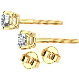 1 1/2 Carat Colorless Diamond Stud Earrings In 14 Karat Yellow Gold
