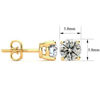 1 1/2 Carat Colorless Diamond Stud Earrings In 14 Karat Yellow Gold