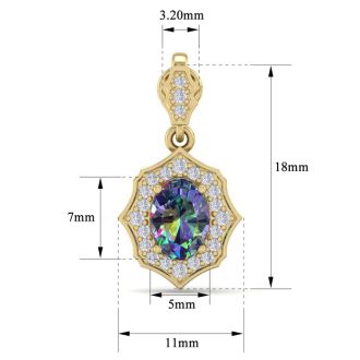 1 2/3 Carat Oval Shape Mystic Topaz and Diamond Dangle Earrings In 14 Karat Yellow Gold