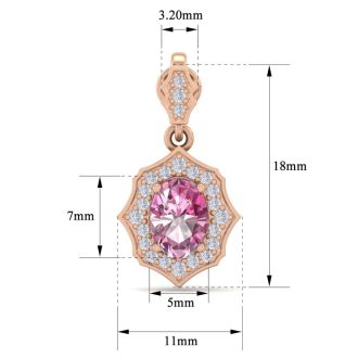 Pink Gemstones 2 1/4 Carat Oval Shape Pink Topaz and Diamond Dangle Earrings In 14 Karat Rose Gold