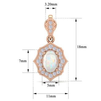 1-3/4 Carat Oval Shape Opal with Diamonds Dangle Earrings In 14 Karat Rose Gold