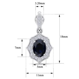 2 1/4 Carat Oval Shape Sapphire and Diamond Dangle Earrings In 14 Karat White Gold