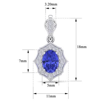 2 1/5 Carat Oval Shape Tanzanite and Diamond Dangle Earrings In 14 Karat White Gold
