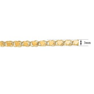 14 Karat Yellow Gold Kids Heart Bracelet, 5 1/2 Inches