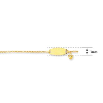 14 Karat Yellow Gold Kids ID Bracelet With Heart Charm, 6 Inches