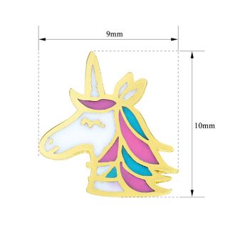 14 Karat Yellow Gold Kids Unicorn Stud Earrings