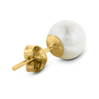14 Karat Yellow Gold Kids 6MM Pearl Stud Earrings