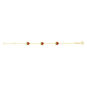 14 Karat Yellow Gold Kids Strawberry Bracelet, 5 1/2 Inches