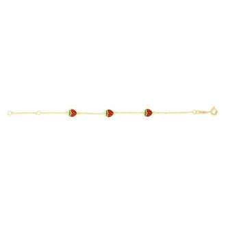 14 Karat Yellow Gold Kids Strawberry Bracelet, 5 1/2 Inches