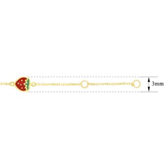 14 Karat Yellow Gold Kids Strawberry Bracelet, 5 1/2 Inches