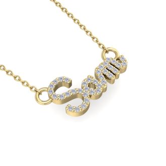 Personalized Diamond Name Necklace In 14K Yellow Gold - 3 Letters, 1/5cttw