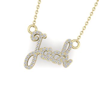 Personalized Diamond Name Necklace In 14K Yellow Gold - 4 Letters, 1/4cttw