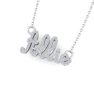 Personalized Diamond Name Necklace In 14K White Gold - 5 Letters, 1/3cttw