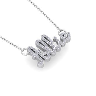 Personalized Diamond Name Necklace In 14K White Gold - 5 Letters, 1/3cttw