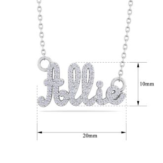 Personalized Diamond Name Necklace In 14K White Gold - 5 Letters, 1/3cttw