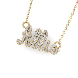 Personalized Diamond Name Necklace In 14K Yellow Gold - 5 Letters, 1/3cttw