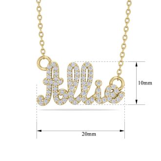Personalized Diamond Name Necklace In 14K Yellow Gold - 5 Letters, 1/3cttw