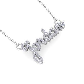 Personalized Diamond Name Necklace In 14K White Gold - 6 Letters, 3/8cttw