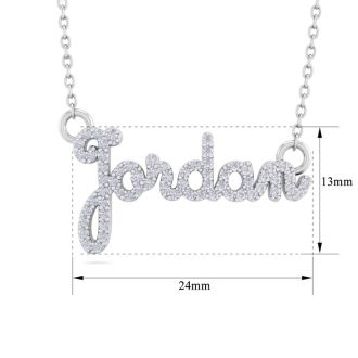 Personalized Diamond Name Necklace In 14K White Gold - 6 Letters, 3/8cttw