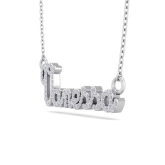 Personalized Diamond Name Necklace In 14K White Gold - 7 Letters, 3/8cttw