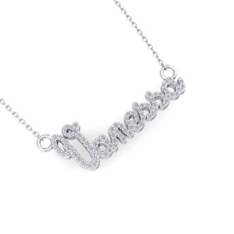 Personalized Diamond Name Necklace In 14K White Gold - 7 Letters, 3/8cttw