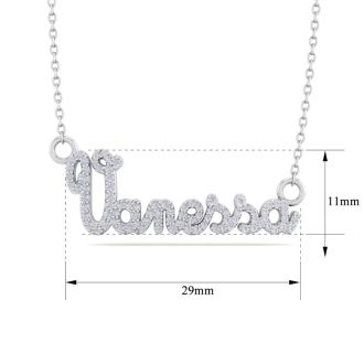 Personalized Diamond Name Necklace In 14K White Gold - 7 Letters, 3/8cttw
