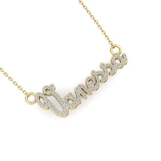 Personalized Diamond Name Necklace In 14K Yellow Gold - 7 Letters, 3/8cttw