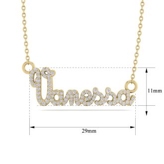 Personalized Diamond Name Necklace In 14K Yellow Gold - 7 Letters, 3/8cttw