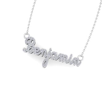Personalized Diamond Name Necklace In 14K White Gold - 8 Letters, 1/2cttw