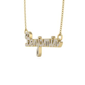 Personalized Diamond Name Necklace In 14K Yellow Gold - 8 Letters, 1/2cttw