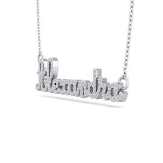 Personalized Diamond Name Necklace In 14K White Gold - 9 Letters, 0.60cttw