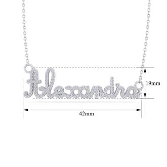 Personalized Diamond Name Necklace In 14K White Gold - 9 Letters, 0.60cttw