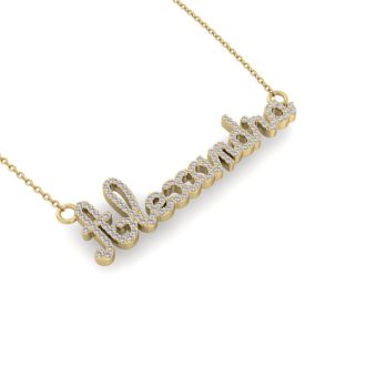 Personalized Diamond Name Necklace In 14K Yellow Gold - 9 Letters, 0.60cttw