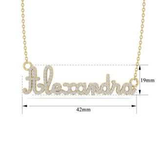 Personalized Diamond Name Necklace In 14K Yellow Gold - 9 Letters, 0.60cttw