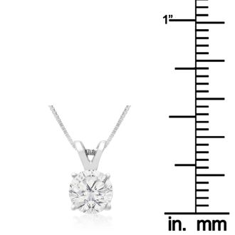 75 Point Colorless Diamond Solitaire Necklace In 14K White Gold, Genuine Earth-Mined Diamond.  Fantastic Deal for a Colorless Diamond!