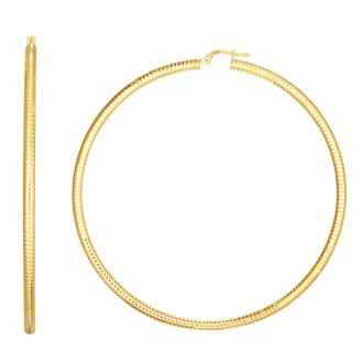 14 Karat Yellow Gold Large Hoop Earrings, 3 Inches