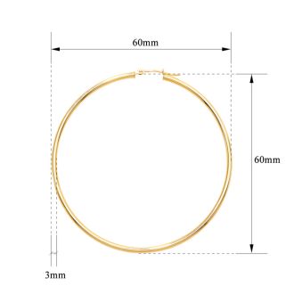 14 Karat Yellow Gold Large Hoop Earrings, 2 1/2 Inches