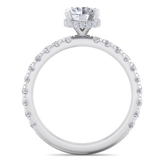 1 1/2 Carat Round Shape Hidden Halo Diamond Engagement Ring In 14 Karat White Gold