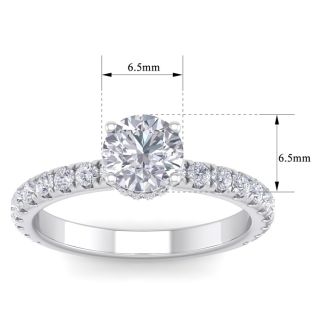 1 1/2 Carat Round Shape Hidden Halo Diamond Engagement Ring In 14 Karat White Gold