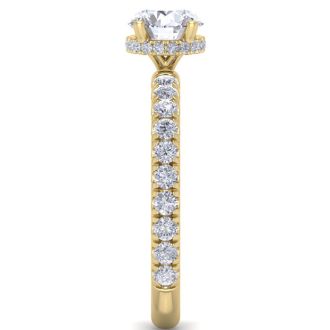 1 1/2 Carat Round Shape Hidden Halo Diamond Engagement Ring In 14 Karat Yellow Gold