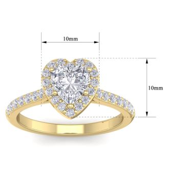 1 1/3 Carat Heart Shape Halo Diamond Engagement Ring In 14 Karat Yellow Gold
